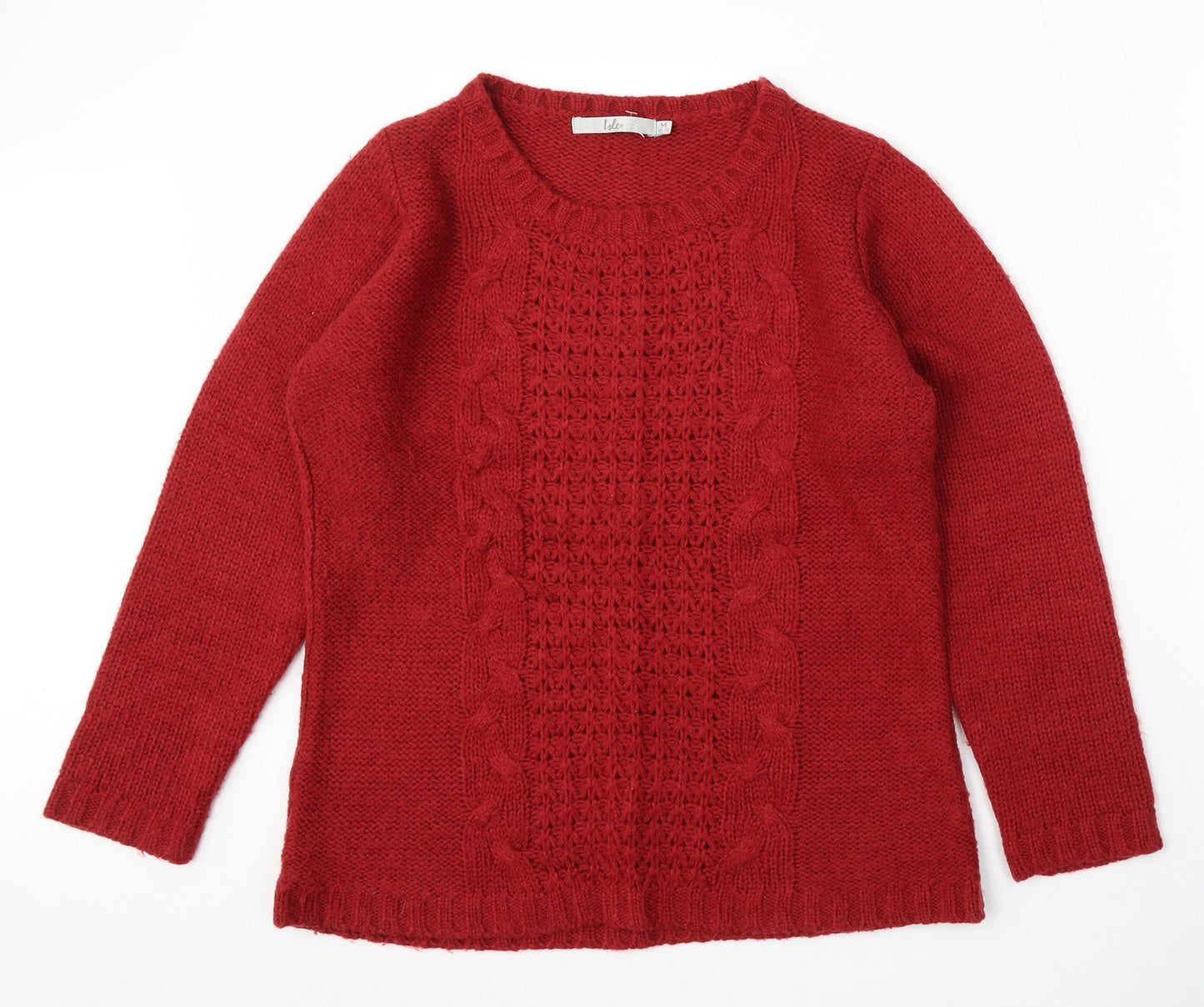EWM Womens Red Round Neck Acrylic Pullover Jumper Size 14