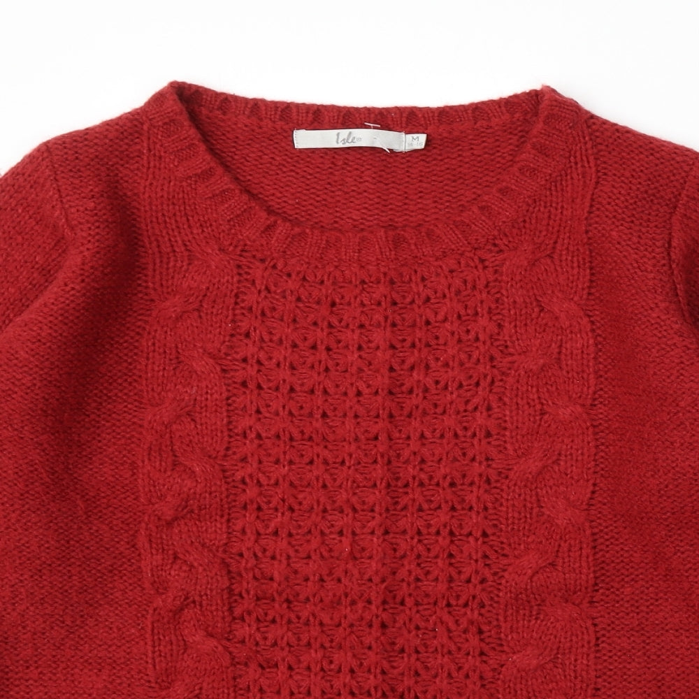 EWM Womens Red Round Neck Acrylic Pullover Jumper Size 14