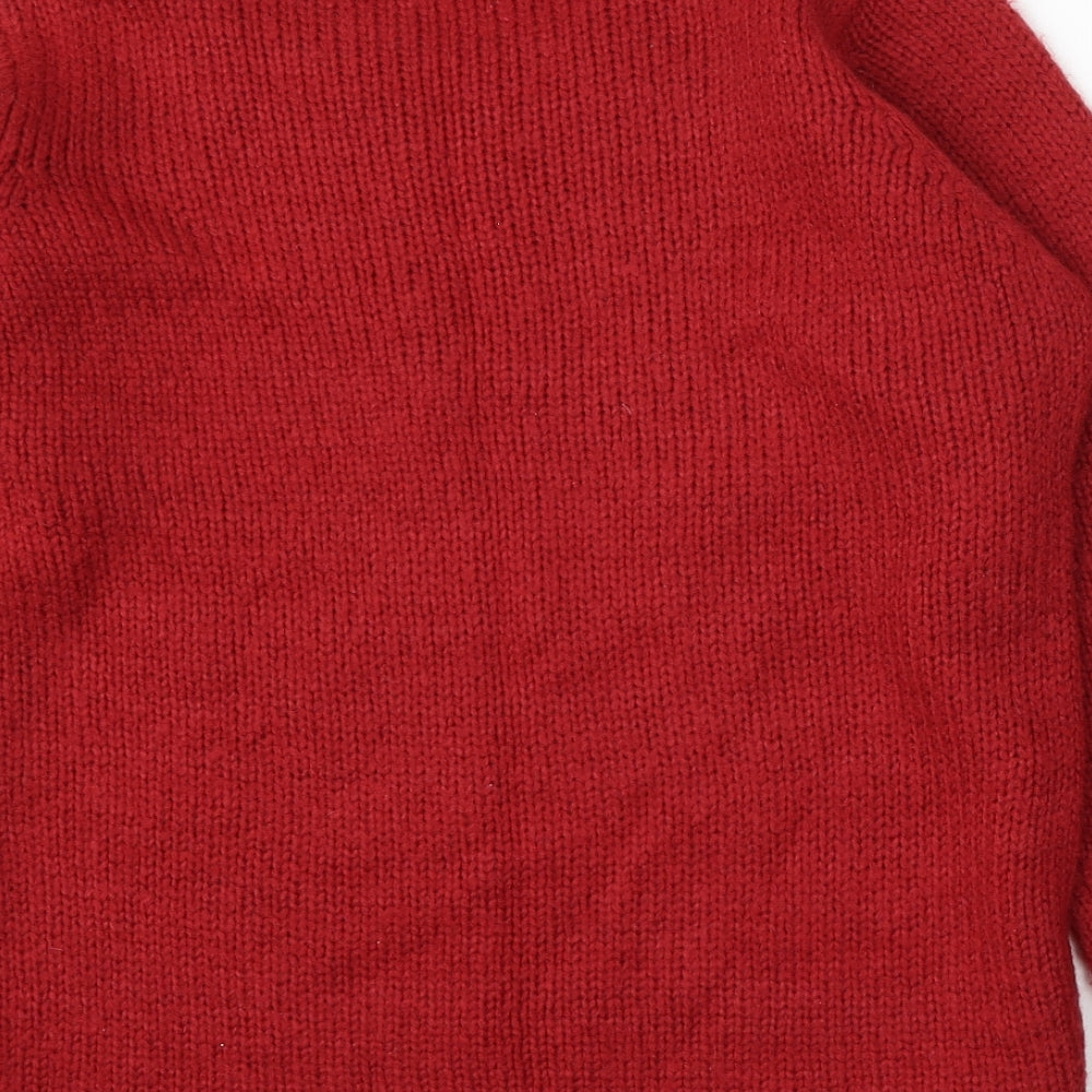 EWM Womens Red Round Neck Acrylic Pullover Jumper Size 14
