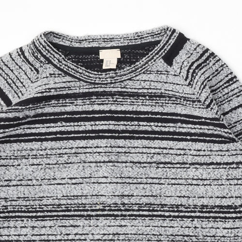 H&M Womens Multicoloured Round Neck Striped Polyester Pullover Jumper Size 12