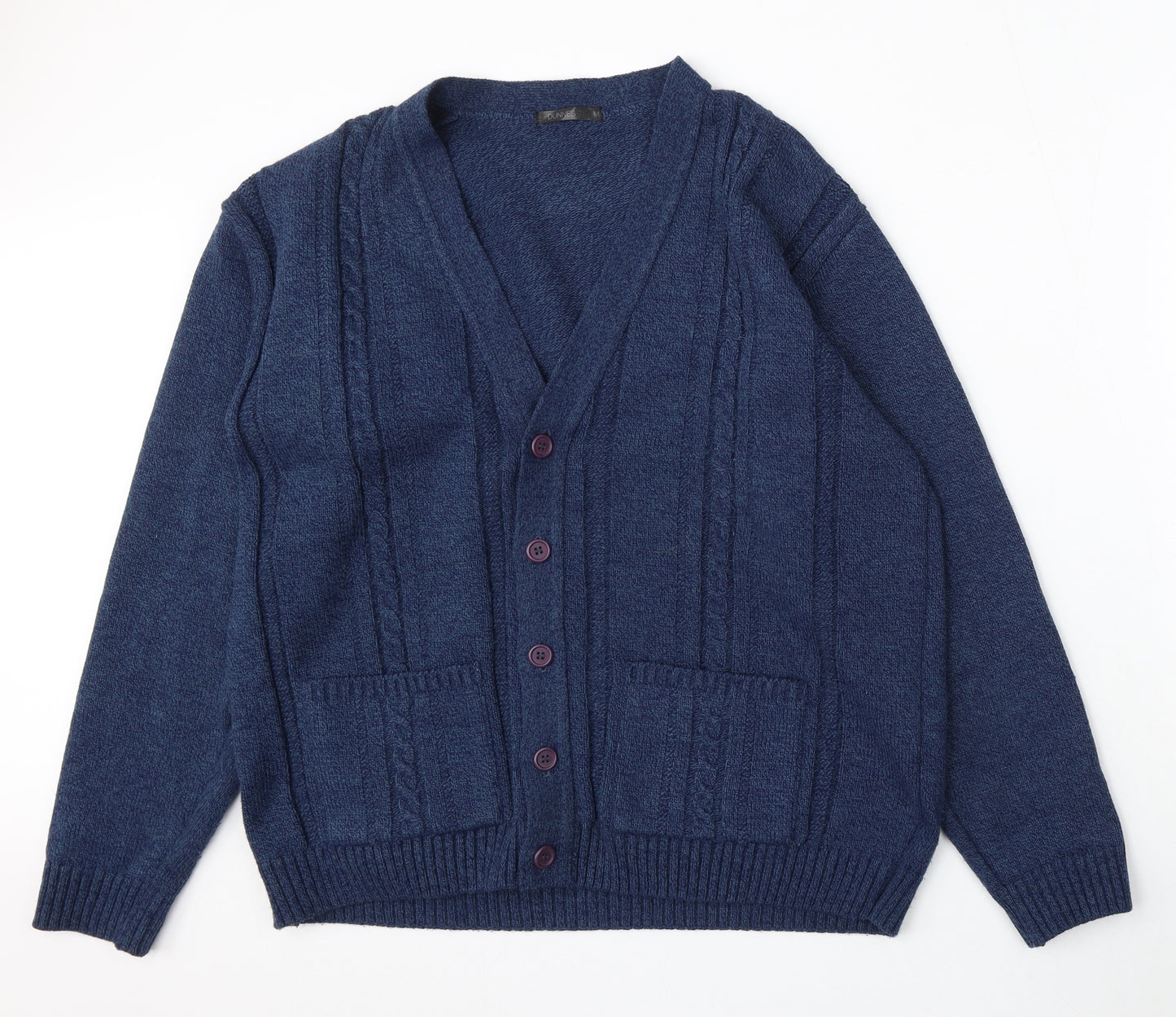 Dunnes Stores Womens Blue V-Neck Acrylic Cardigan Jumper Size M
