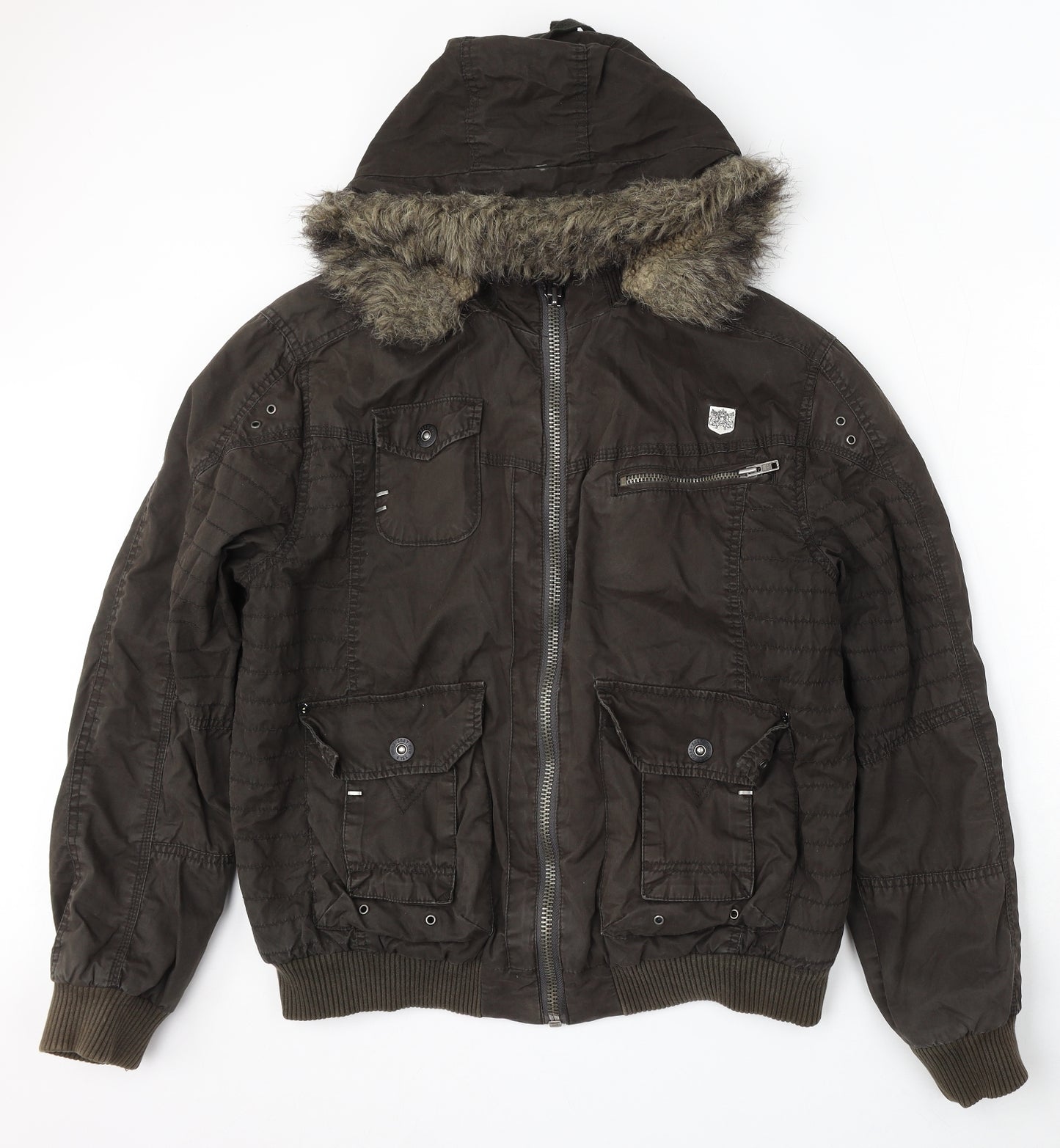 River Island Womens Green Parka Coat Size M Zip