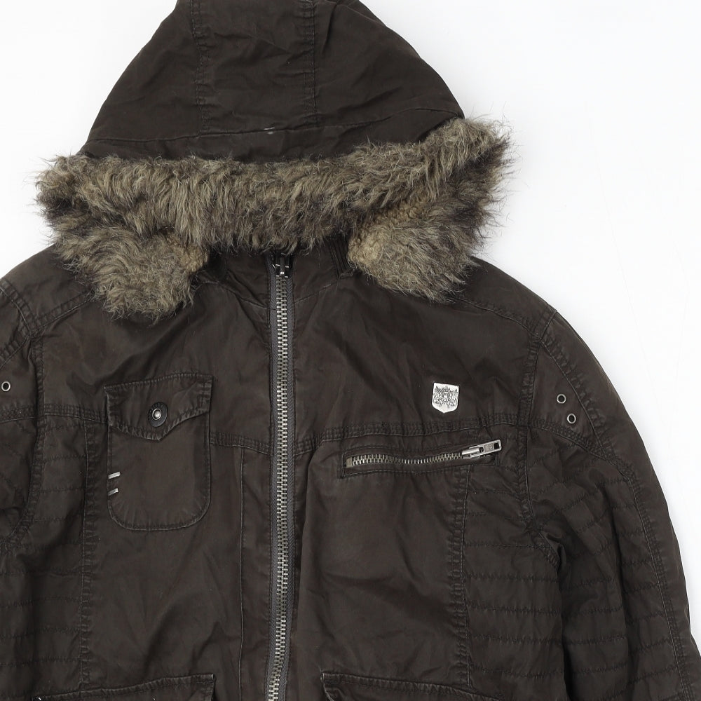 River Island Womens Green Parka Coat Size M Zip