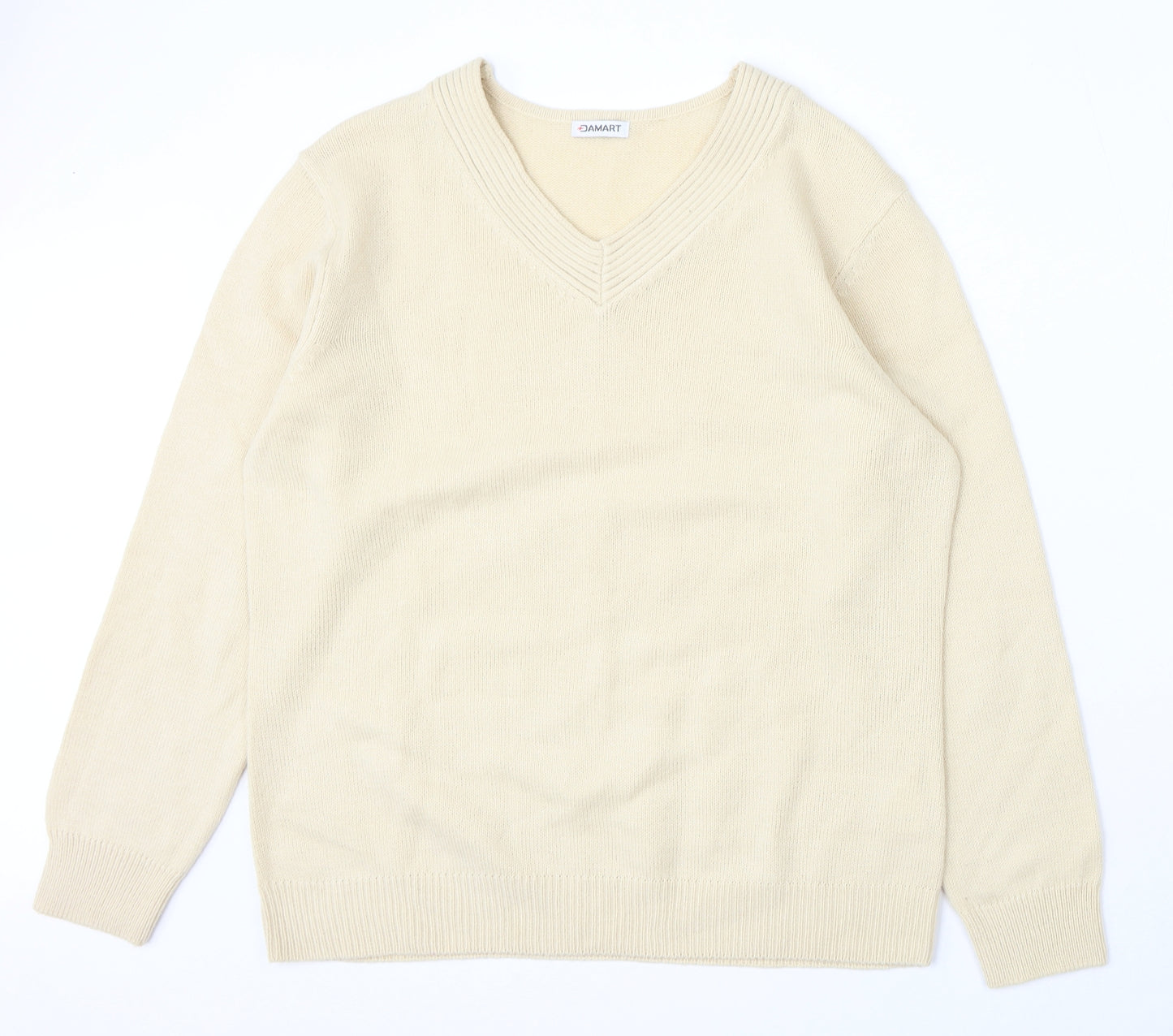Damart Womens Ivory V-Neck Acrylic Pullover Jumper Size 18