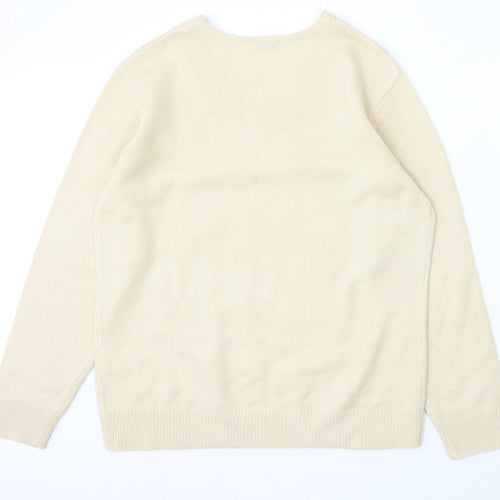Damart Womens Ivory V-Neck Acrylic Pullover Jumper Size 18