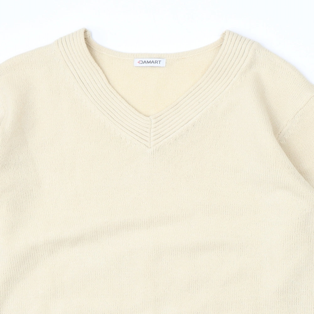 Damart Womens Ivory V-Neck Acrylic Pullover Jumper Size 18