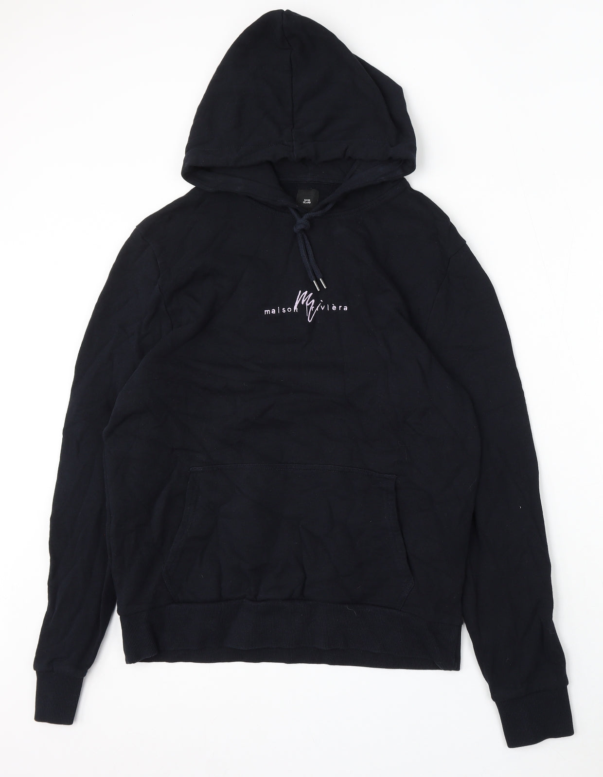 Maison Riviera Mens Black Cotton Pullover Hoodie Size M