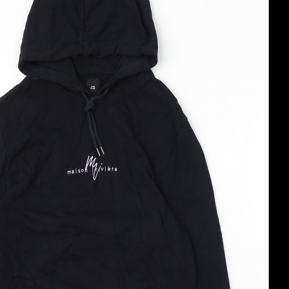 Maison Riviera Mens Black Cotton Pullover Hoodie Size M