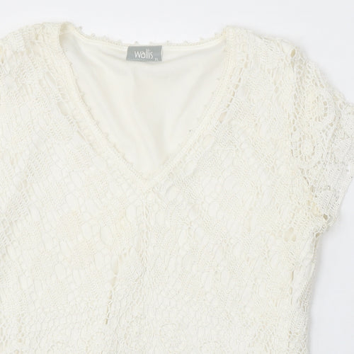 Wallis Womens Ivory V-Neck Viscose Pullover Jumper Size XL