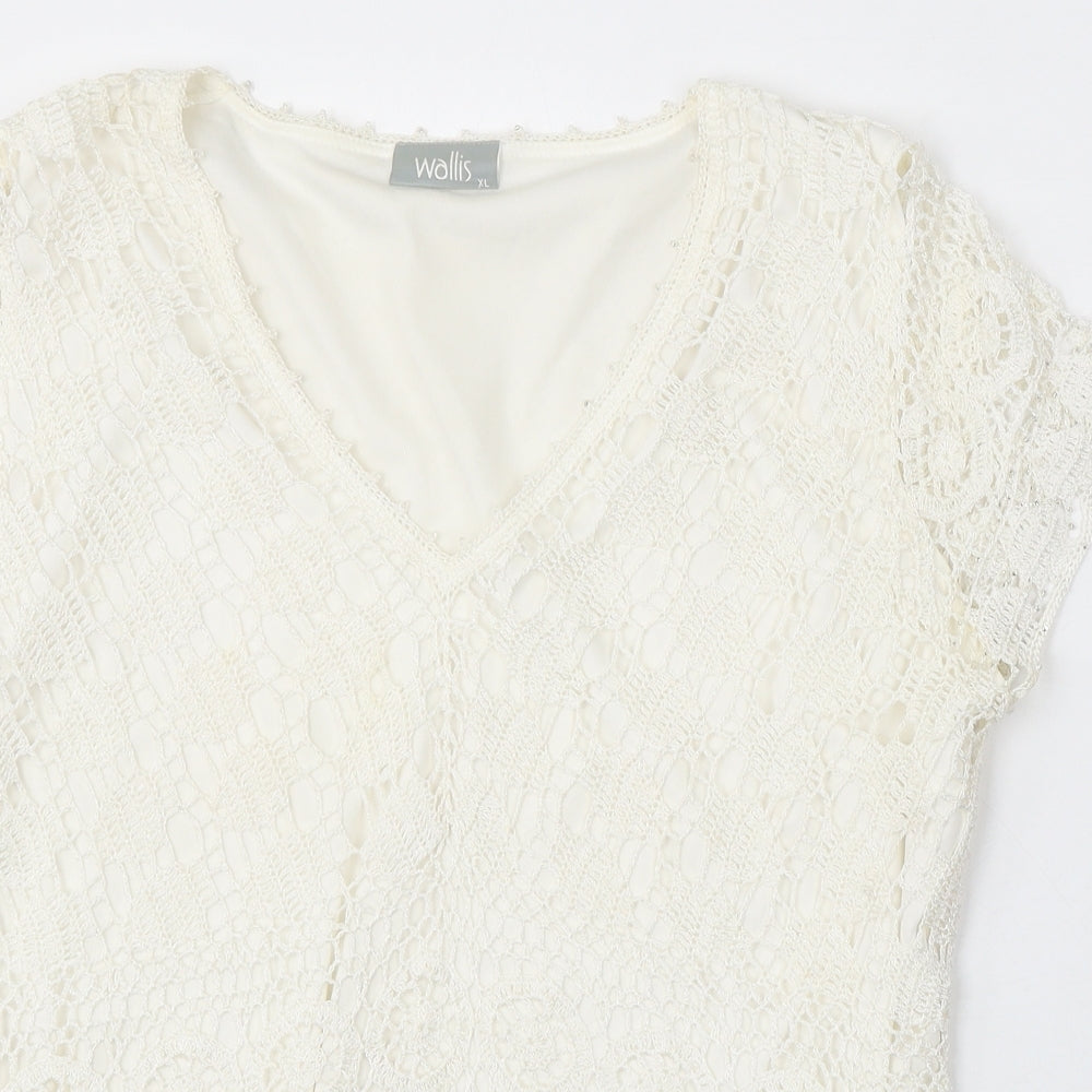 Wallis Womens Ivory V-Neck Viscose Pullover Jumper Size XL