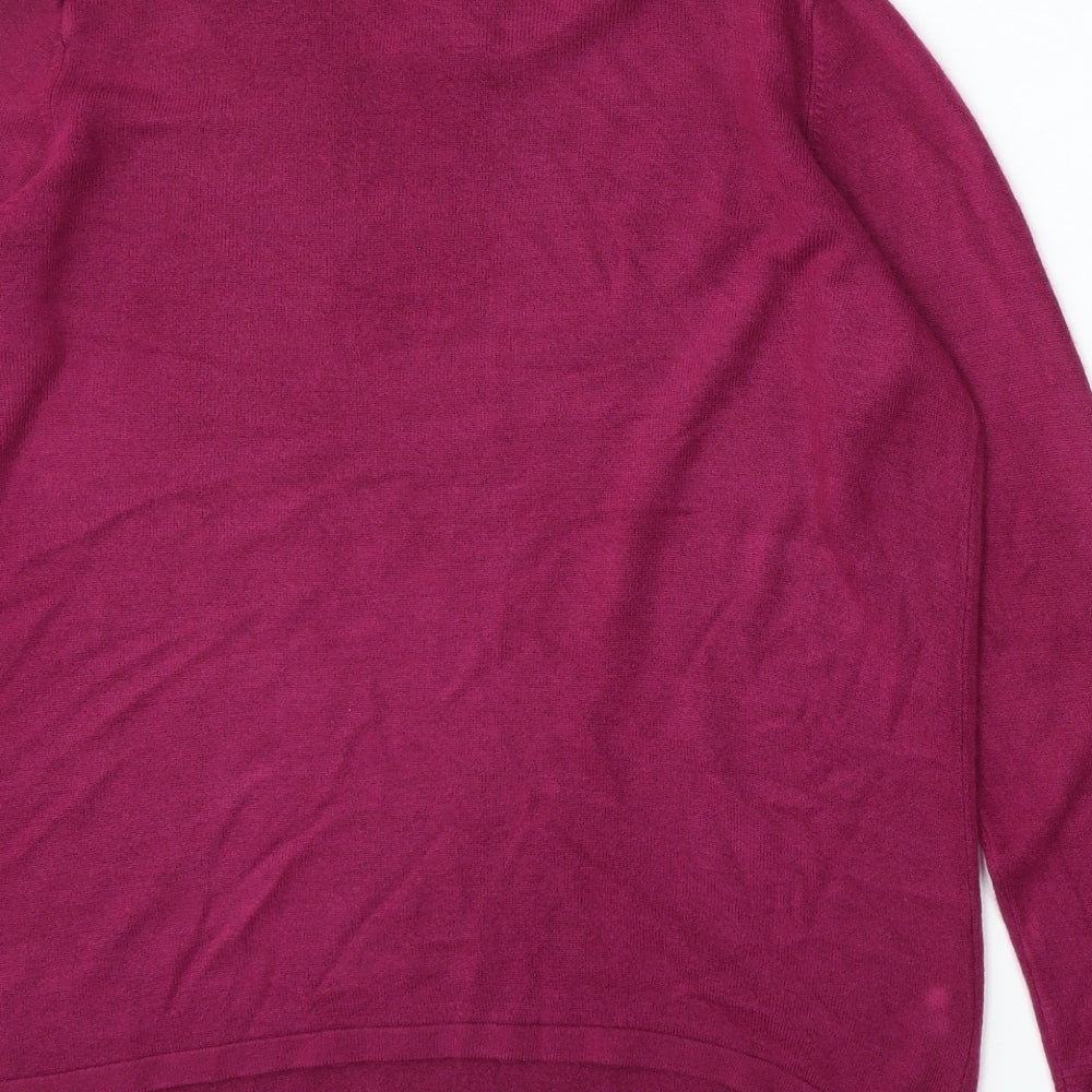 Marks and Spencer Womens Purple Round Neck Acrylic Pullover Jumper Size 16