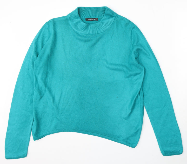 Bonmarché Womens Blue Round Neck Acrylic Pullover Jumper Size M