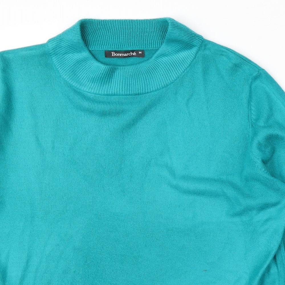 Bonmarché Womens Blue Round Neck Acrylic Pullover Jumper Size M