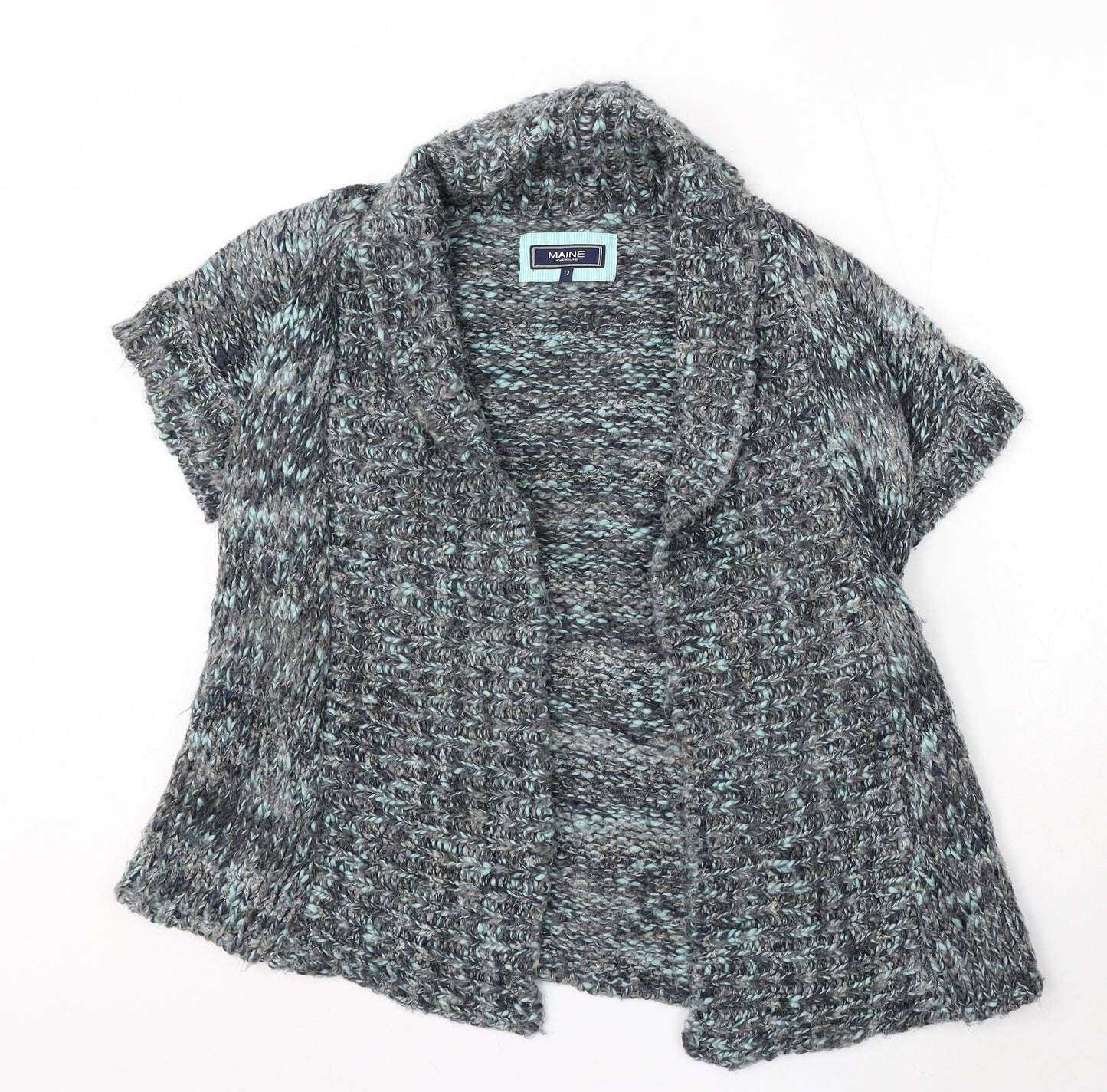 Debenhams Womens Grey V-Neck Acrylic Cardigan Jumper Size 12