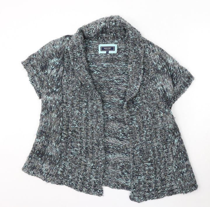 Debenhams Womens Grey V-Neck Acrylic Cardigan Jumper Size 12