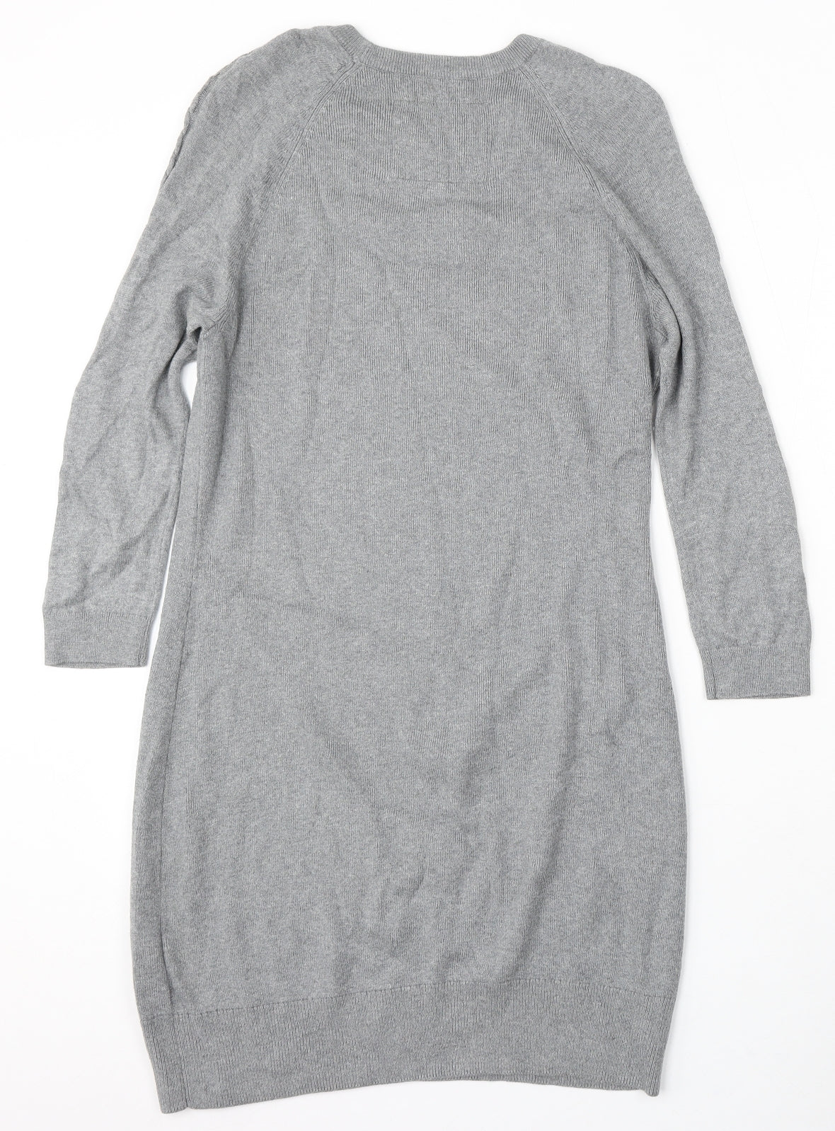 Jack Wills Womens Grey Cotton Jumper Dress Size 10 Round Neck