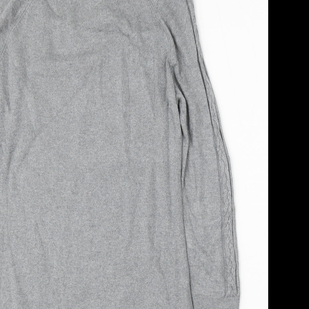 Jack Wills Womens Grey Cotton Jumper Dress Size 10 Round Neck