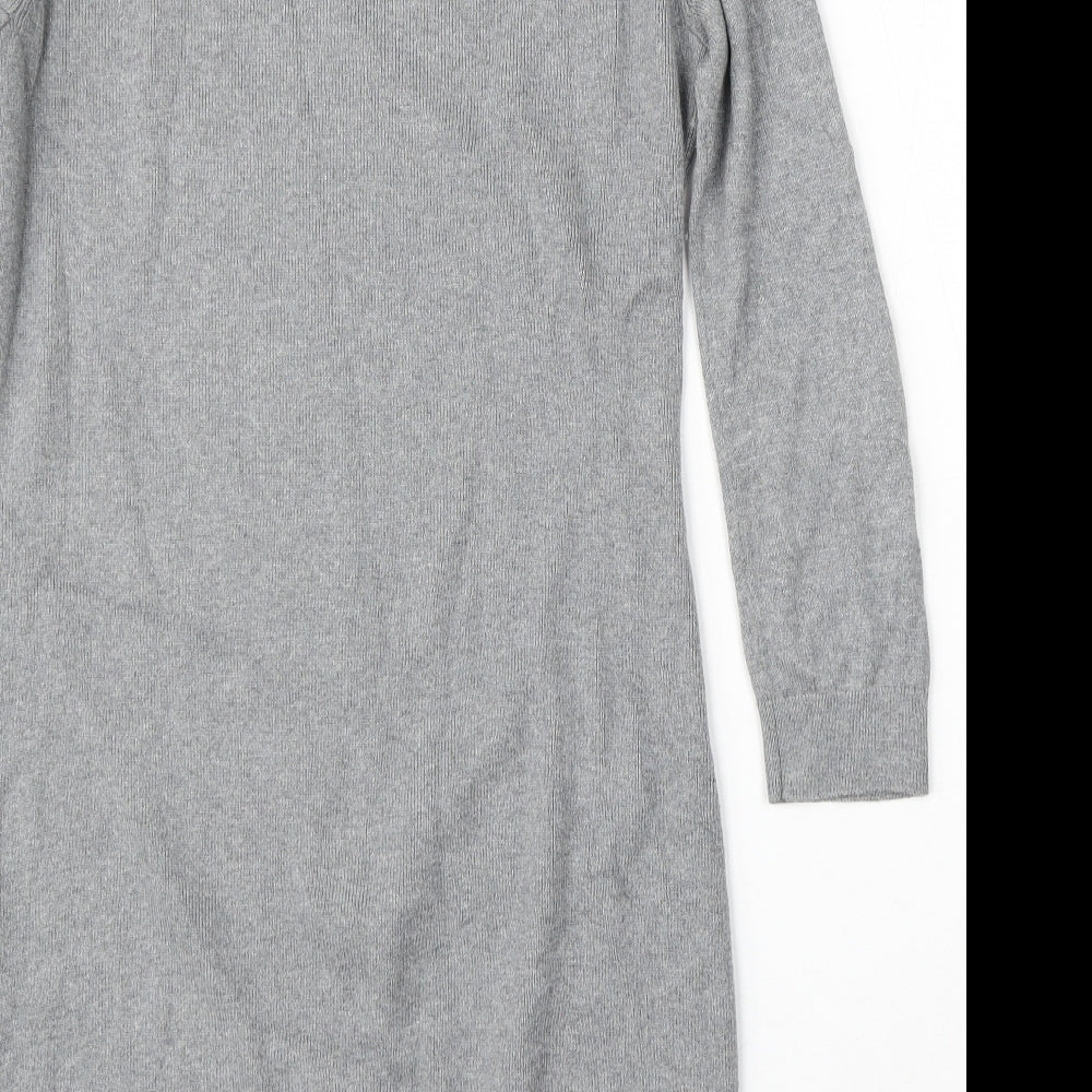 Jack Wills Womens Grey Cotton Jumper Dress Size 10 Round Neck