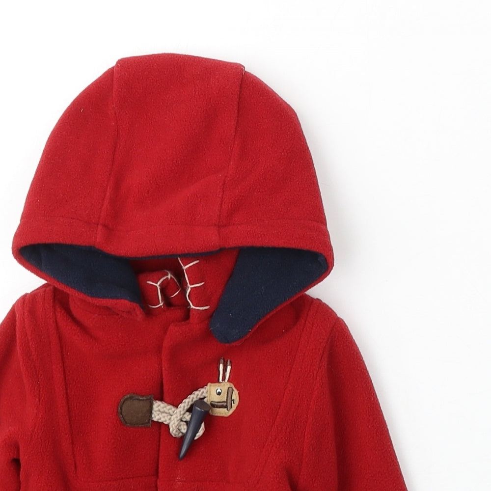 Zip Zap Boys Red Duffle Coat Coat Size 3-6 Months Button