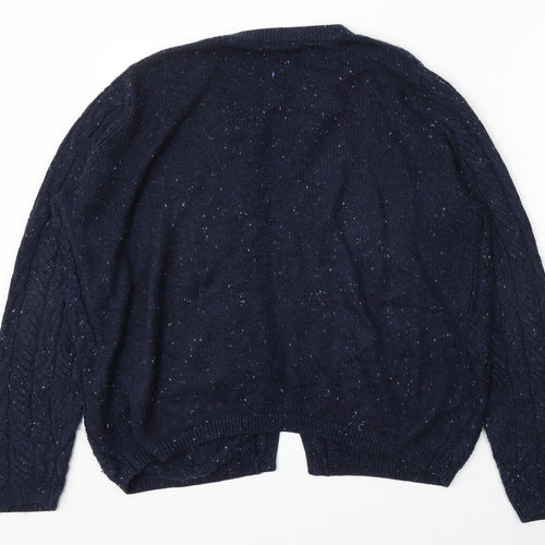 Bonmarché Womens Blue Round Neck Acrylic Cardigan Jumper Size M
