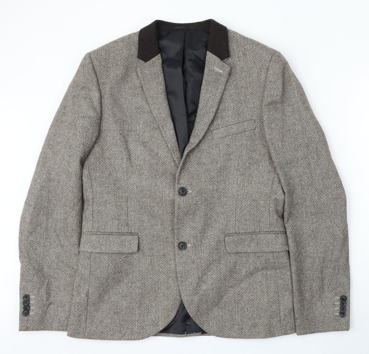 Topman Mens Beige Polyester Jacket Suit Size 42