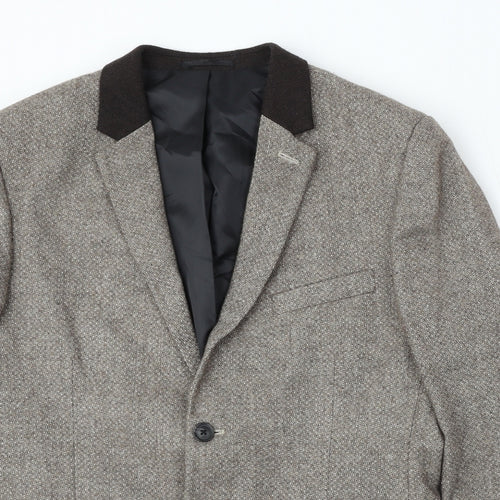 Topman Mens Beige Polyester Jacket Suit Size 42