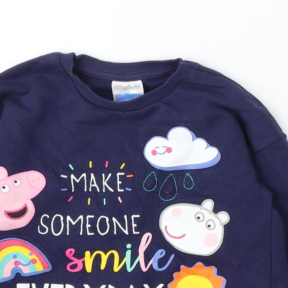 George Girls Blue Cotton Pullover Sweatshirt Size 3-4 Years - Peppa Pig