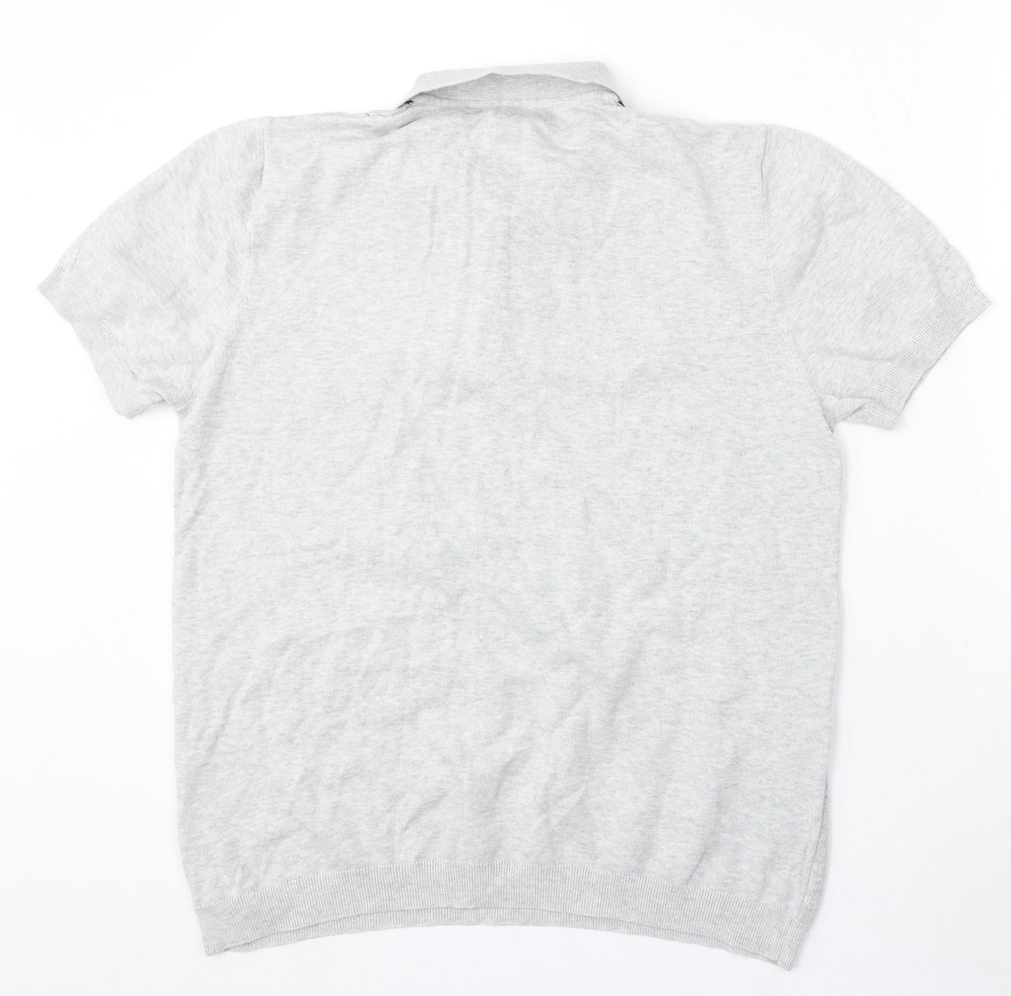 Easy Mens Grey Argyle/Diamond Cotton Polo Size L Collared Button