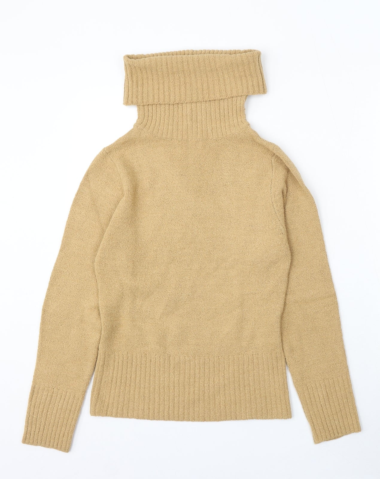 Preworn Womens Beige Roll Neck Acrylic Pullover Jumper Size 10