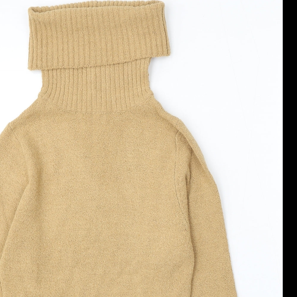 Preworn Womens Beige Roll Neck Acrylic Pullover Jumper Size 10