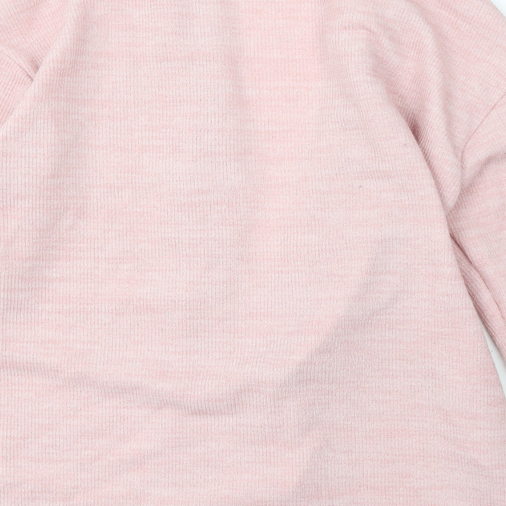 SheIn Womens Pink V-Neck Polyester Cardigan Jumper Size XS