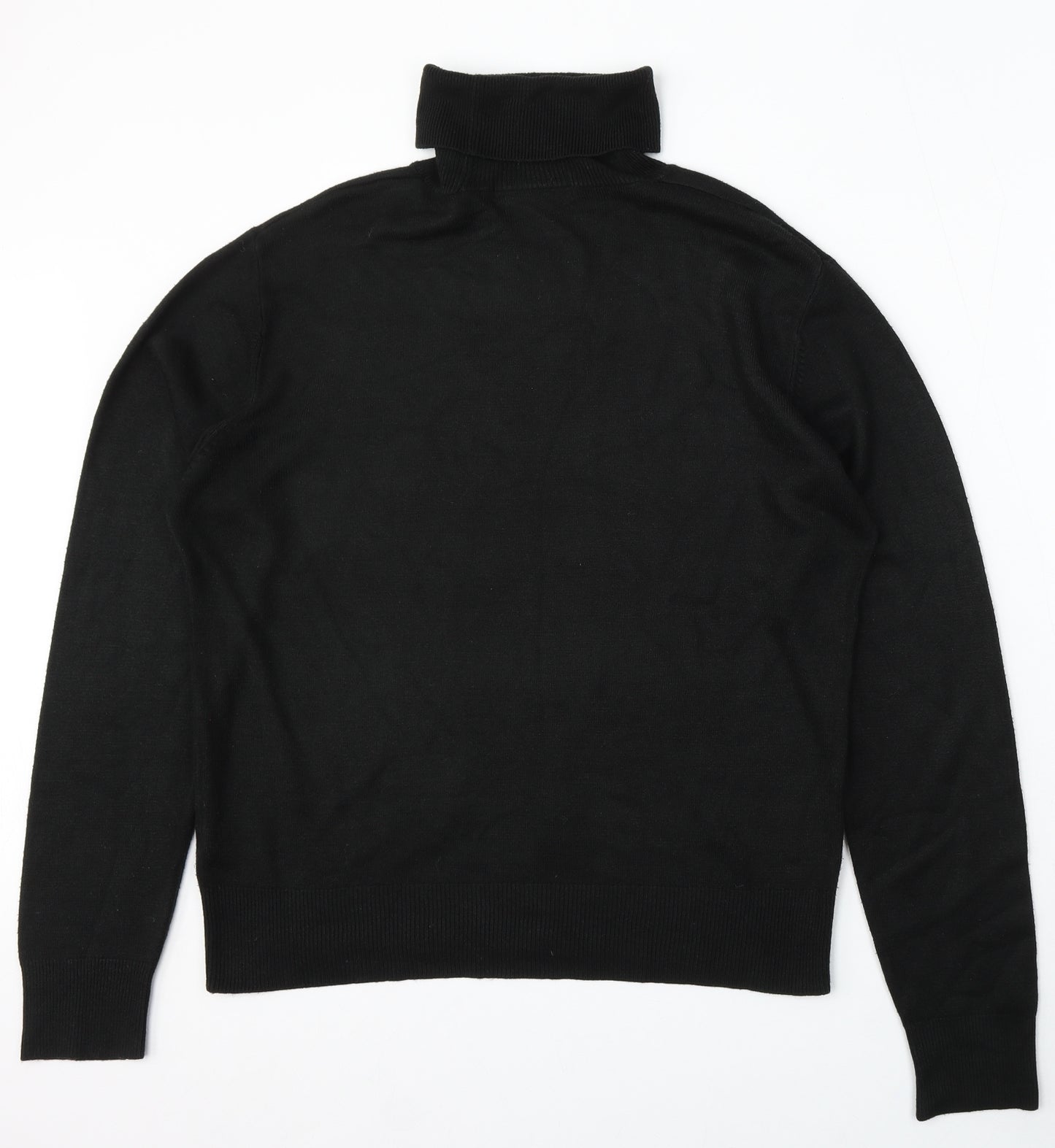 Moto Womens Black Roll Neck Acrylic Pullover Jumper Size L