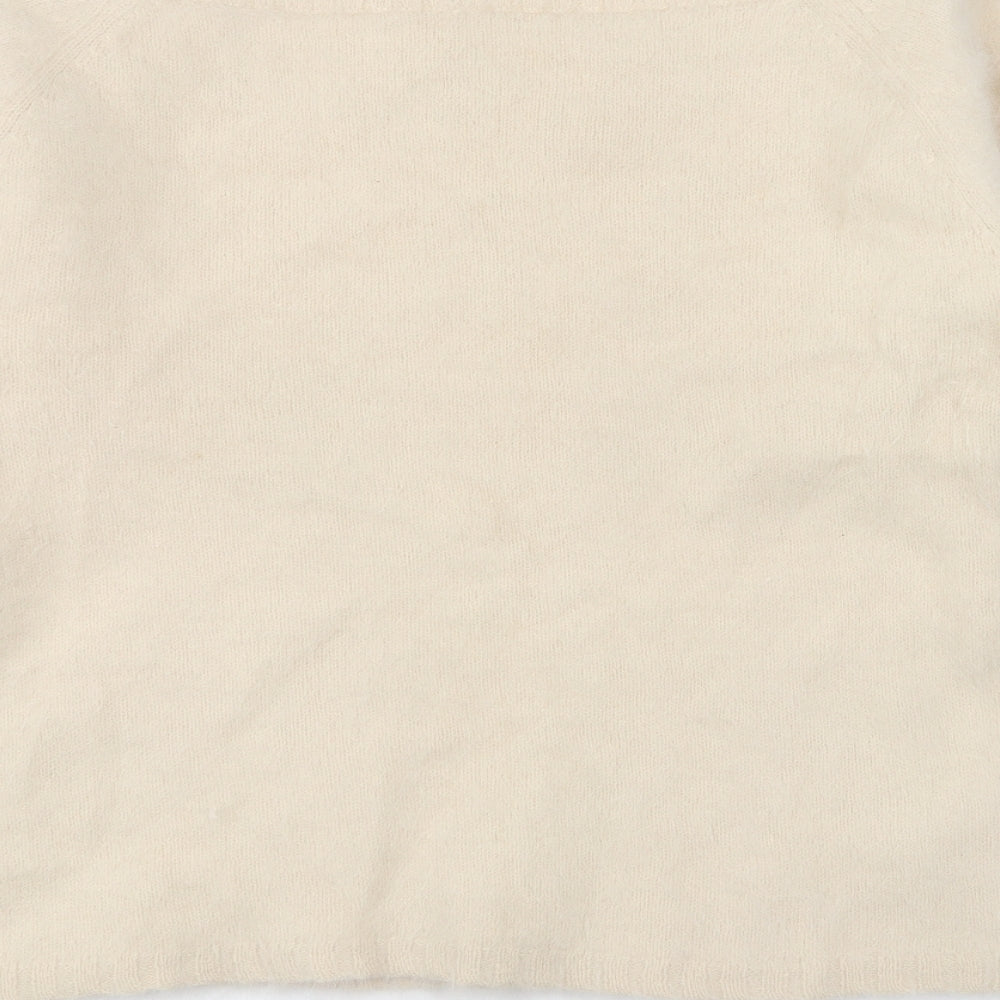 Preworn Womens Beige Boat Neck Angora Pullover Jumper Size 16
