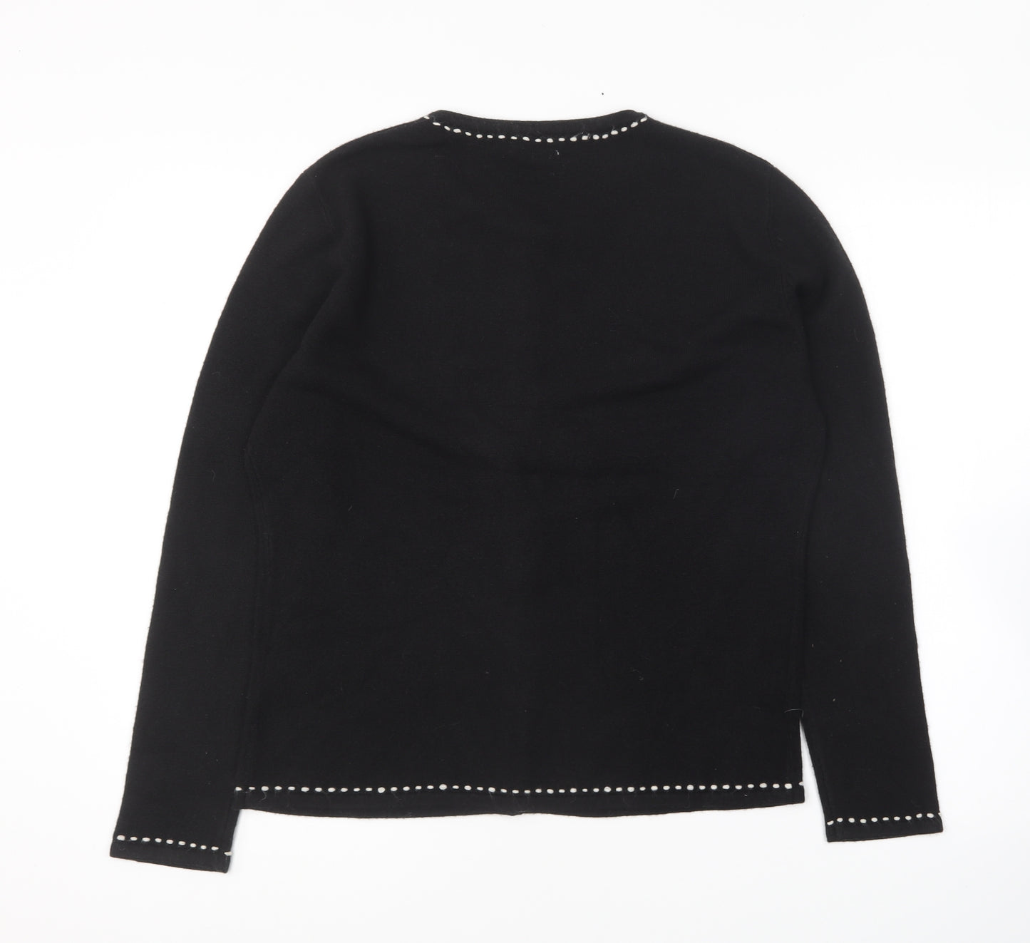 Bonmarché Womens Black Round Neck Acrylic Cardigan Jumper Size M