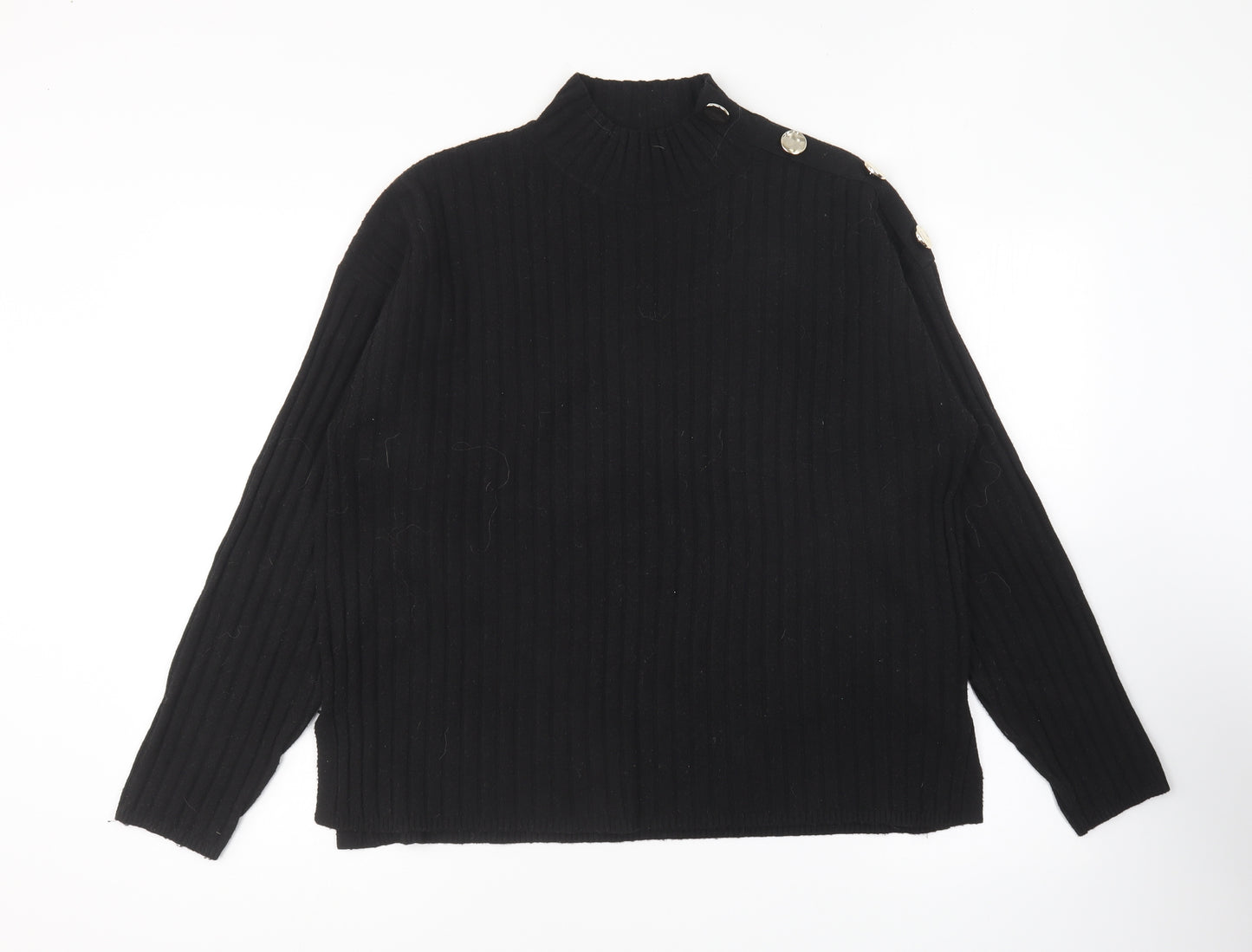 TU Womens Black High Neck Polyamide Pullover Jumper Size 16