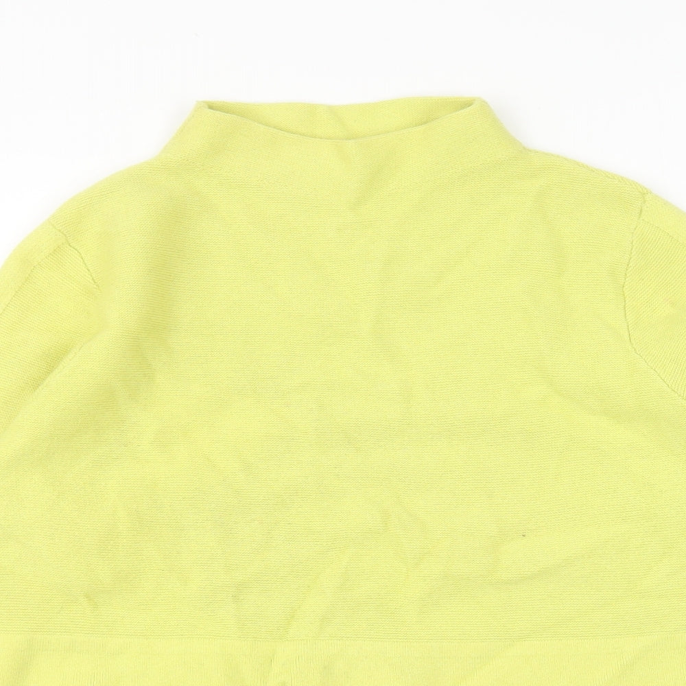 Marks and Spencer Womens Green High Neck Cotton Pullover Jumper Size 12
