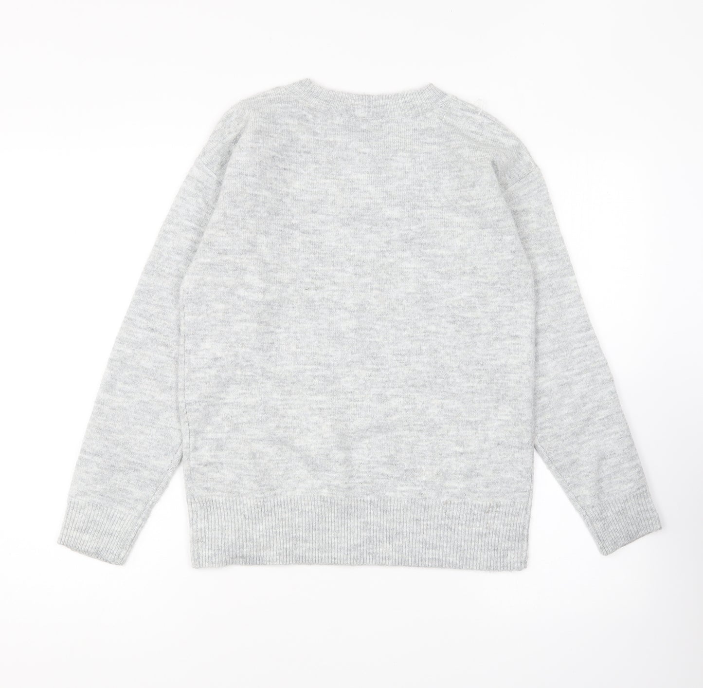 F&F Womens Grey Round Neck Geometric Polyester Pullover Jumper Size XS - Star