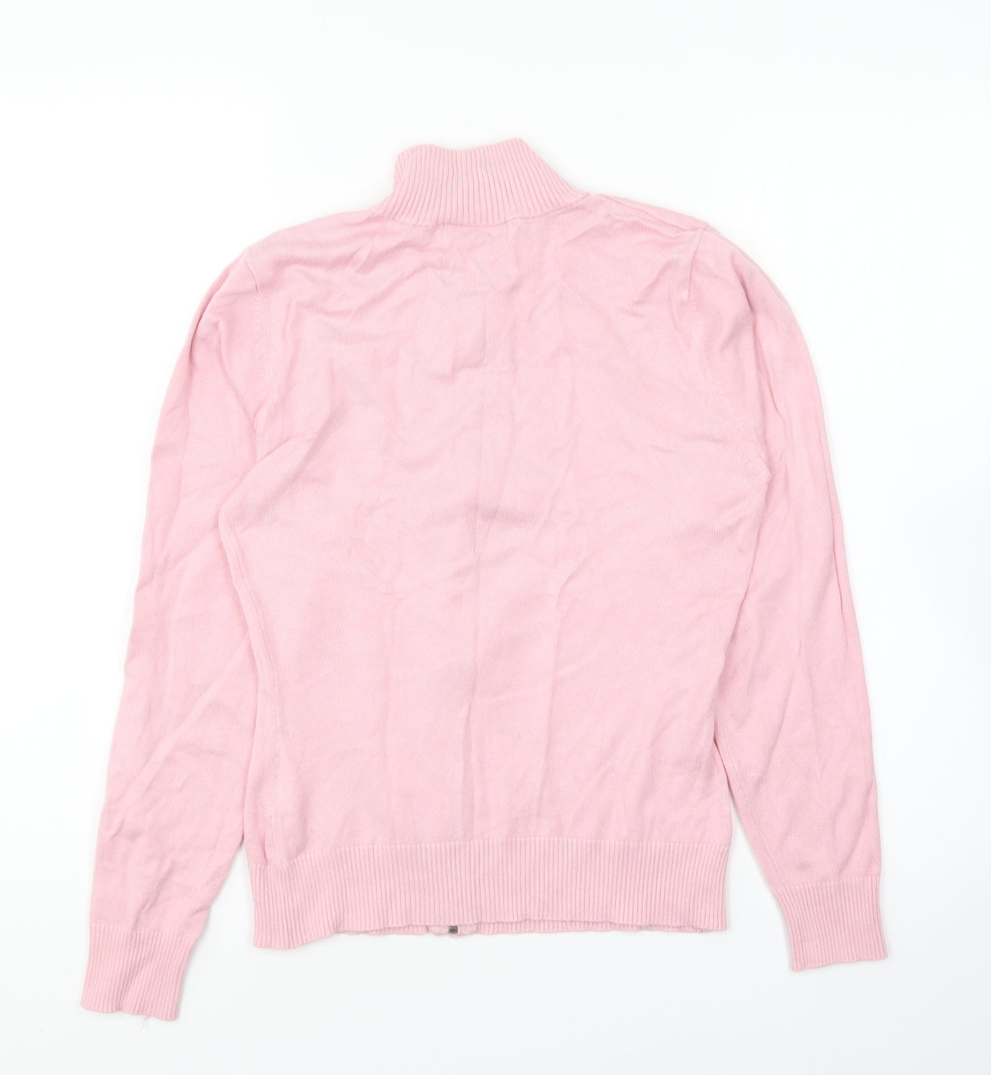 Marks and Spencer Womens Pink Collared Viscose Full Zip Jumper Size 8