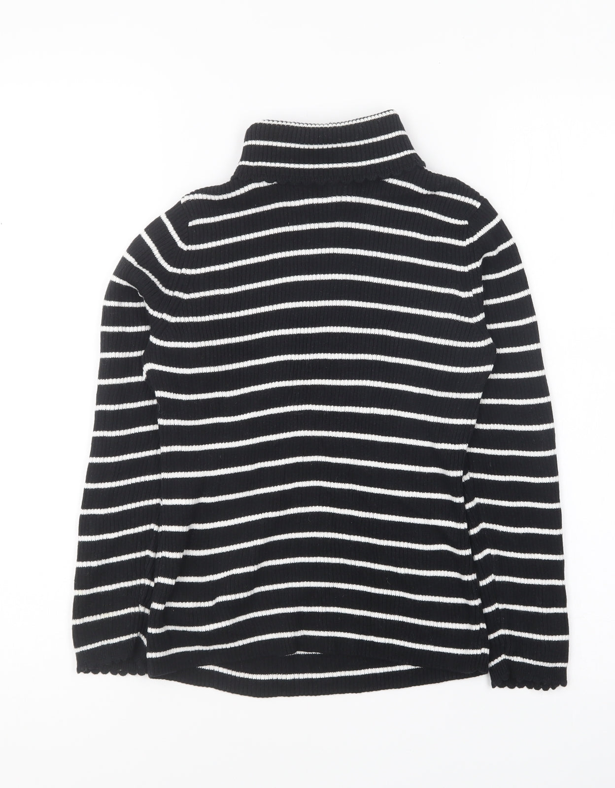 George Girls Black Roll Neck Striped Cotton Pullover Jumper Size 8-9 Years Pullover