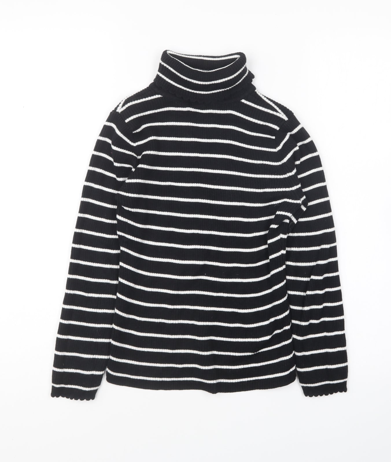 George Girls Black Roll Neck Striped Cotton Pullover Jumper Size 8-9 Years Pullover