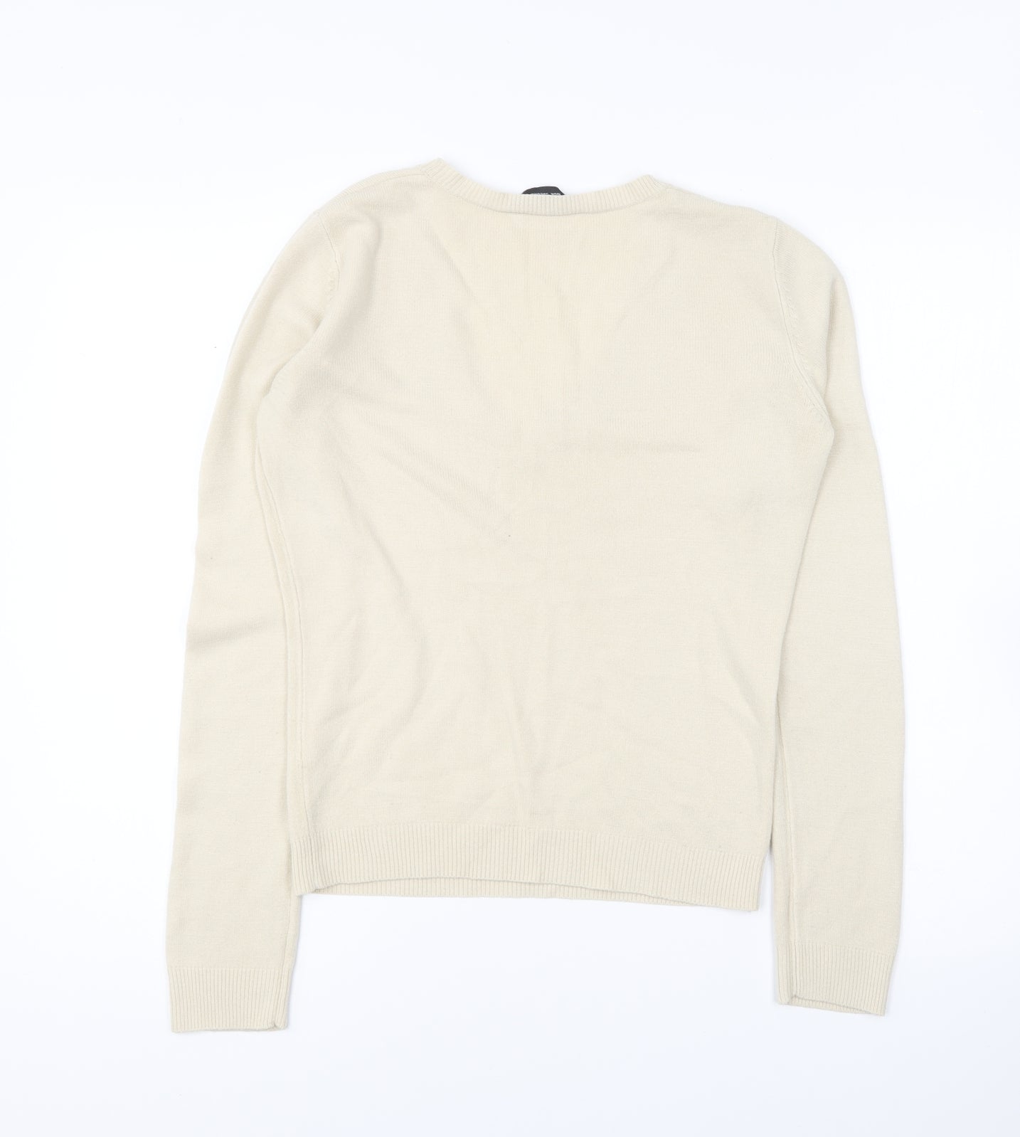 Dorothy Perkins Womens Beige V-Neck Acrylic Pullover Jumper Size 10