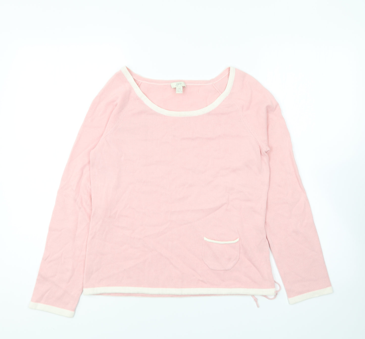 JiJill Womens Pink Round Neck Cotton Pullover Jumper Size XS