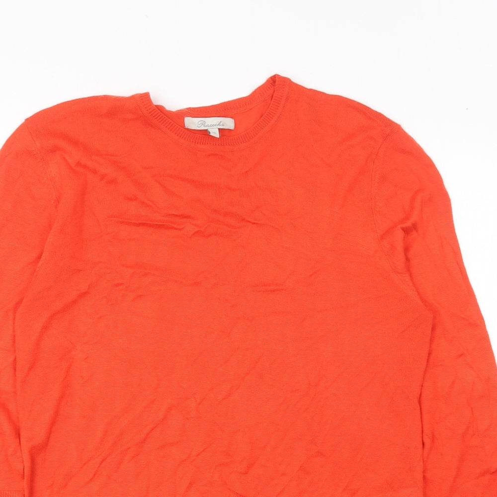 Peacocks Womens Red Round Neck Acrylic Pullover Jumper Size 10