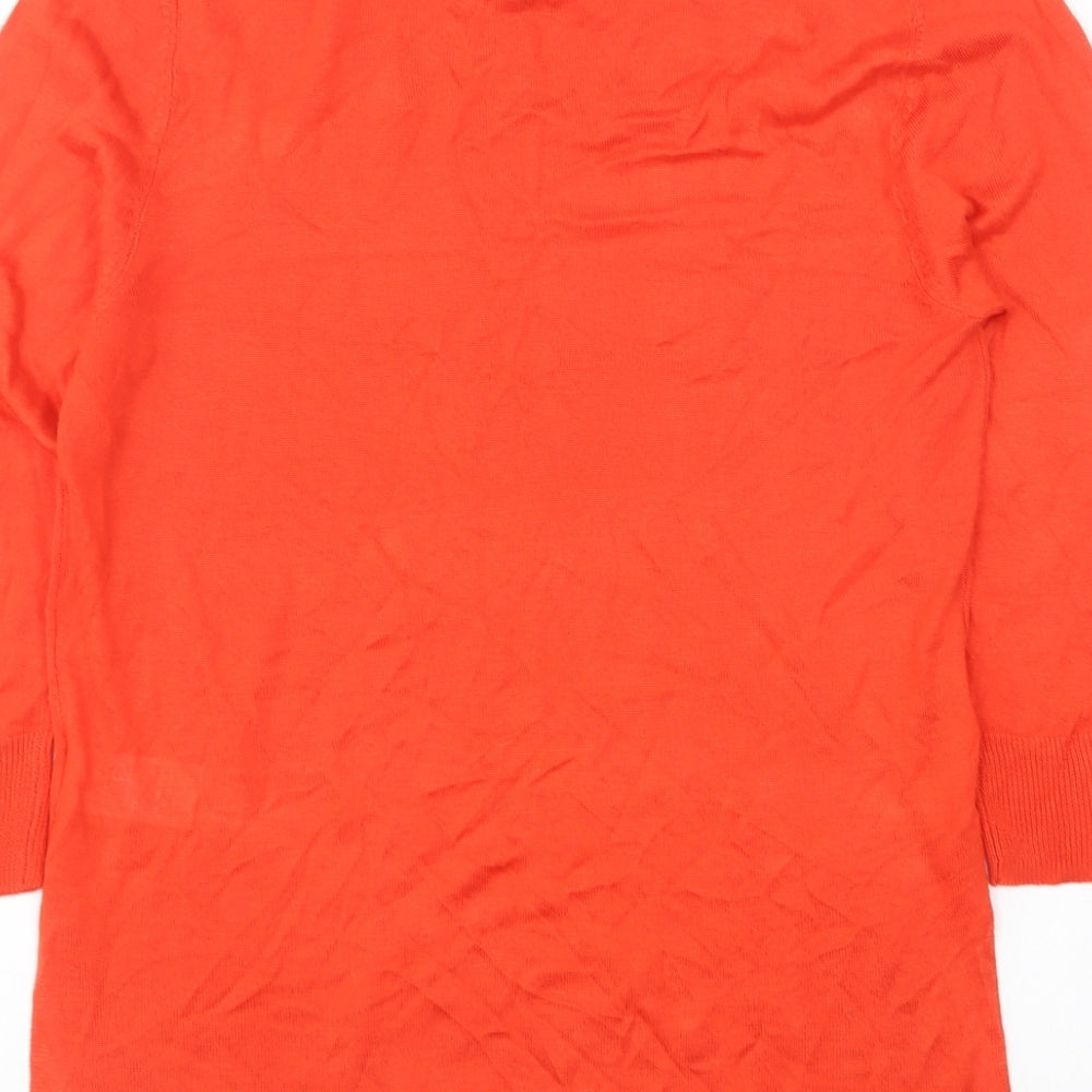 Peacocks Womens Red Round Neck Acrylic Pullover Jumper Size 10