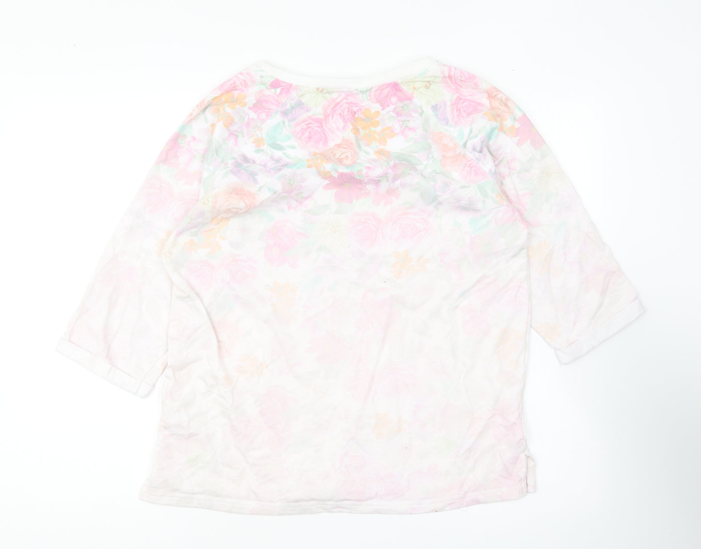 F&F Womens Pink Floral Cotton Pullover Sweatshirt Size 12 Pullover - Wake Me Up When Summer Begins