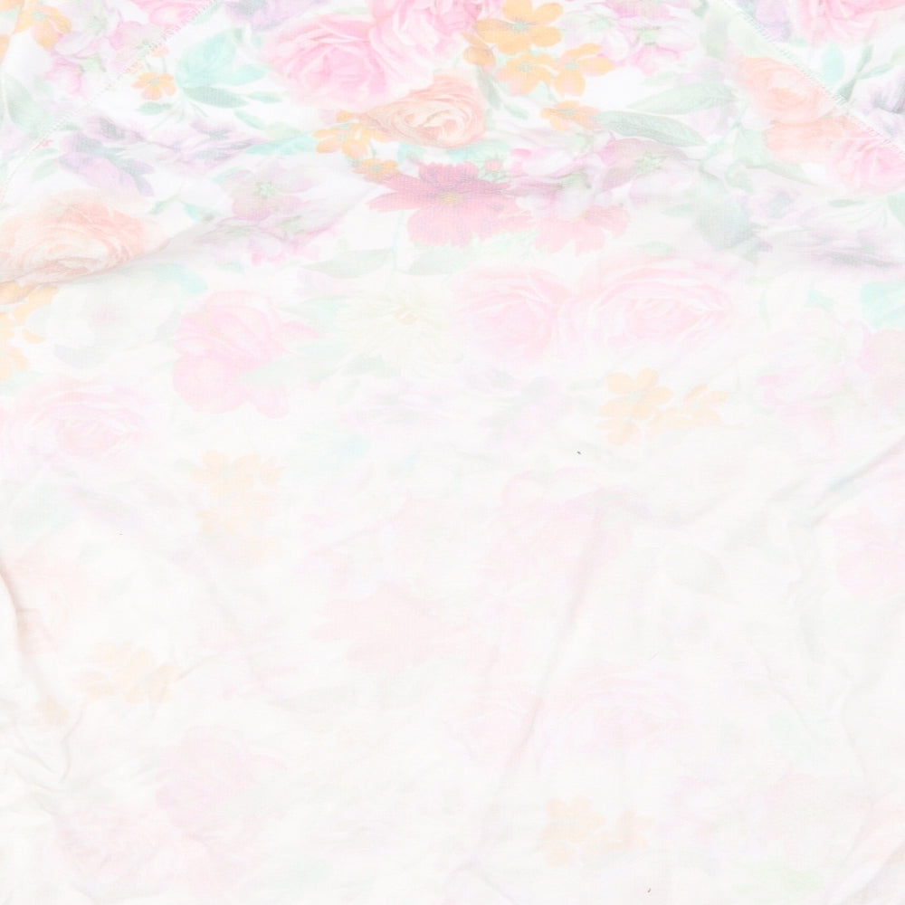 F&F Womens Pink Floral Cotton Pullover Sweatshirt Size 12 Pullover - Wake Me Up When Summer Begins