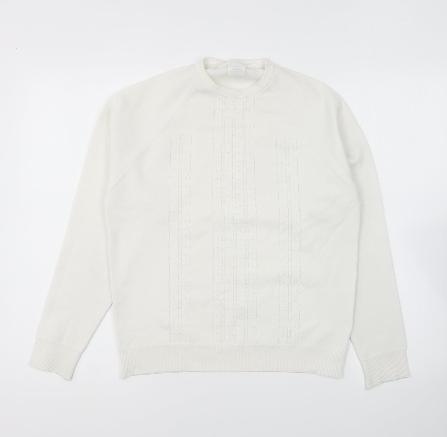 Trevira Womens White Round Neck Cotton Pullover Jumper Size 12