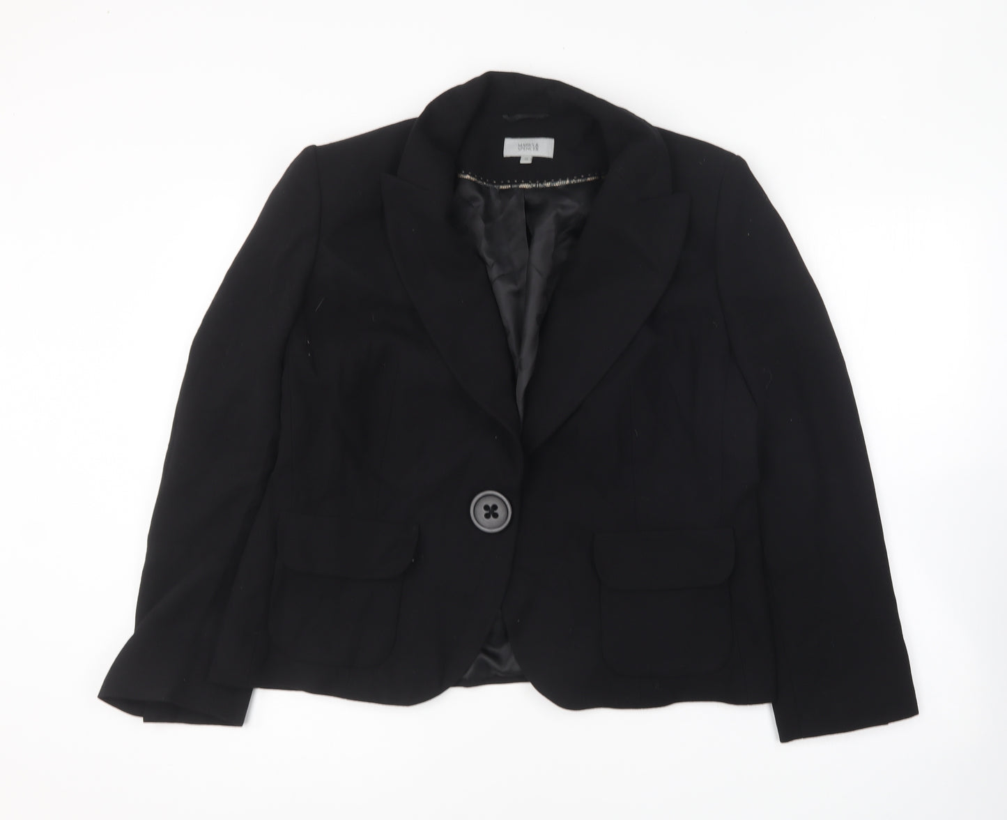 Marks and Spencer Womens Black Jacket Blazer Size 18 Button