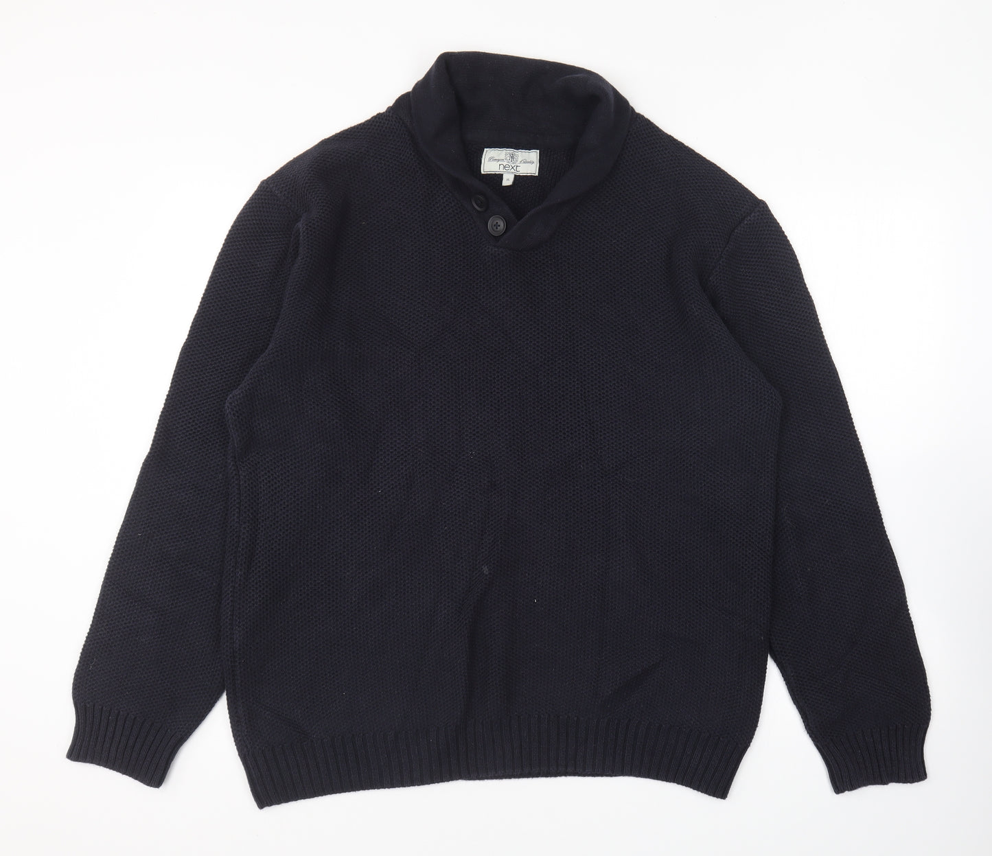 NEXT Mens Blue Collared Cotton Pullover Jumper Size XL