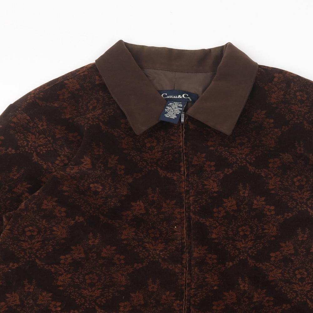 Casual & Co Mens Brown Geometric Jacket Size L Zip